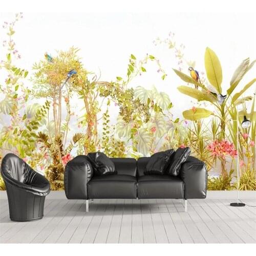 Custom 3D wallpaper mural hand-painted European original jungle flowers and birds background wall decoration wallpaper