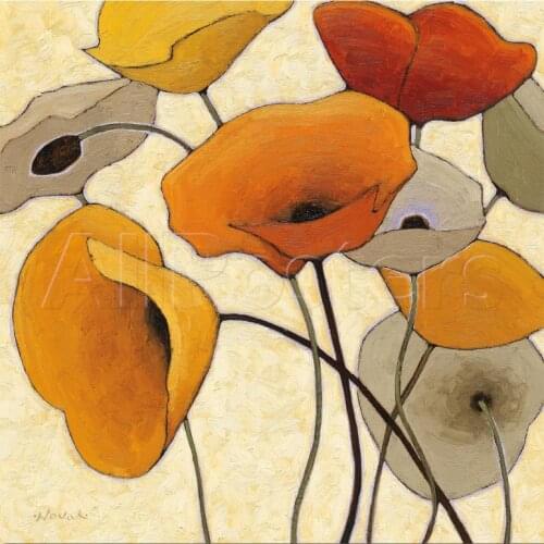 Modern oil painting flower Pumpkin Poppies by Shirley Novak Painting canvas High quality hand painted abstract Art