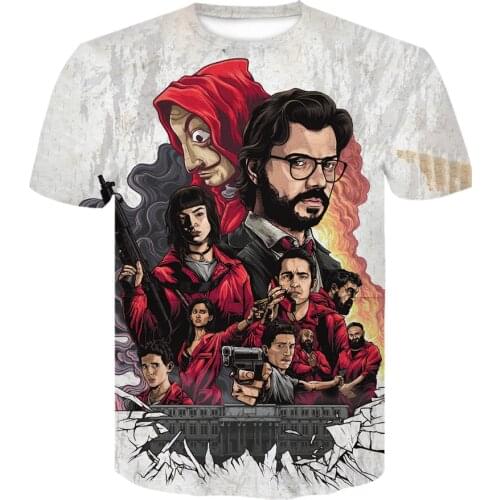 New Money Heist Mask La Casa De Papel T Shirt Short Sleeve T Shirts 3D Print Oversized T shirt Stranger Things Shirt