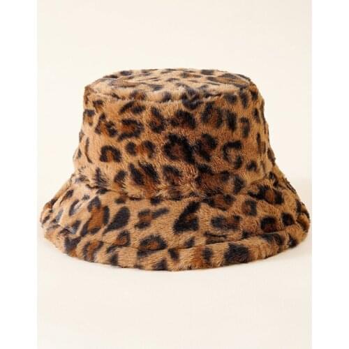 New Winter Leopard Plush Bucket Hats Unisex Wild Casual Warm Hat Soft Velvet Fisherman Cap Streetwear Thicken Fashion Present