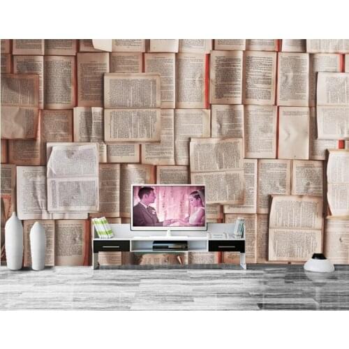 Custom 3d murals,Texture Book wallpapers papel de parede, bar coffee shop living room sofa TV background bedroom 3d wallpaper