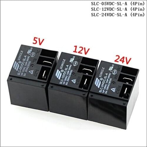 2pcs/Lot SONGLE Power Relay SLC-05VDC-SL-A / SLC-12VDC-SL-A / SLC-24VDC-SL-A 4Pin 5V 12V 24V 30A T91
