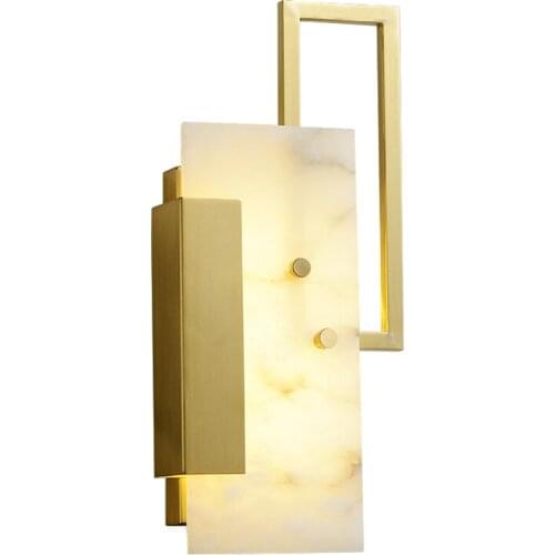 Modern new Chinese marble wall lamps gold copper bedside lamp American living room bedroom study wall sconces lights fixtures