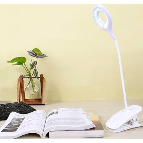 LED Desk Lamp USB Rechargeable Clip Table Lamp Touch Control Dimmable No Flickering Flexible Body Eye Protection Reading Lamp
