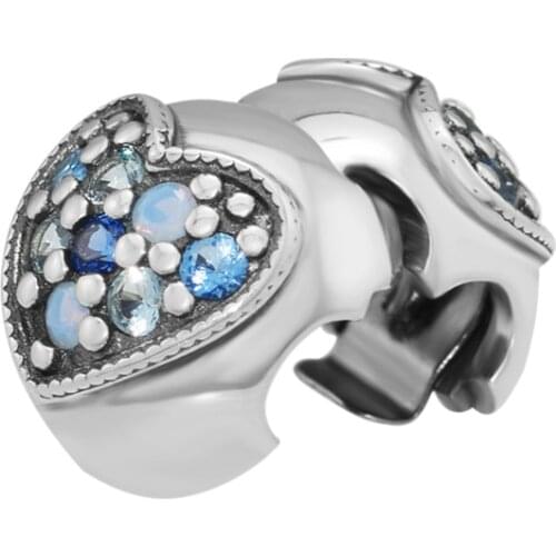 Fits for Pandora Charms Bracelets Bright Heart Clip Beads with Mutil Color CZ 100% 925 Sterling Silver Jewelry Free Shipping