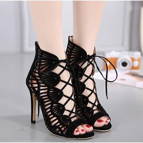 Women Gladiator Roman Sandals Open Toe High Heel Cross Boots Sexy 2021