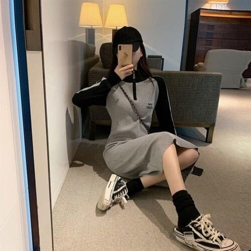 Woman Dress Large Size Womens Spring Autumn New Hoodie Dress Straight Long below the Knee Sweaters Dress Vestido De Mujer