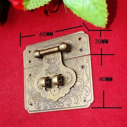 Chinese Brass Box Suitcase Toggle Latch Buckles,Wooden Box Lock,Home DIY,Wood Working,Antique Pattern Carved Lock,65*60mm,1PC