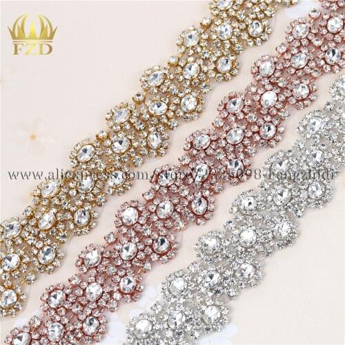 10 Yards) Wholesale Hot Fix Sliver Beaded Crystal Rhinestone Applique and Trimming Bridal Dresses or Sash For Wedding Dress