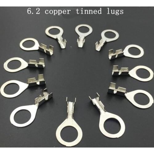 100pcs 6.2 round lug thickness 0.4 ground line wire head terminal block O-shaped open terminal