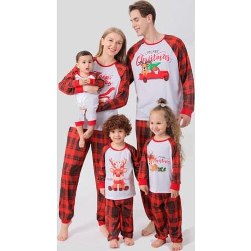 2021 New Family Matching Outfits Clothes Christmas Home Sleeping Suits Sleepwear For Women Girls Kid Parents-Child Baby Men