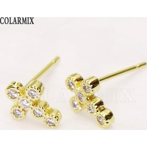 8 pairs Stud earrings Cross shape Fashion zirconia earrings fashion stud earrings for women jewelry 8228