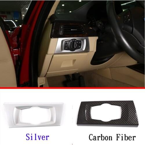 ABS Chrome Carbon Fiber For BMW 3 Series E90 2005-2012 Car Headlight Switch Frame Trim Left Hand Drive Interior Accessories