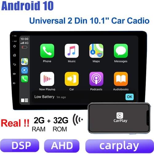 Apple Carplay Car Stereo 2 Din Android10 Auto Radio GPS Navigation 10.1" Android 9.1 Touch Screen MP5 Player USB ISO Audio Syste