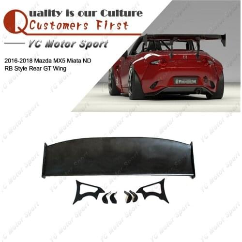 Car Accessories FRP Fiber Glass PD Style Trunk GT Wing Fit For 2016-2018 MX5 Miata ND RB Rear Spoiler Wing