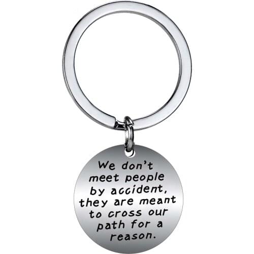 12PC Wholesale Stainless Steel Keychain Coworker Leaving Gifts Retirement Colleague Keyring We Don't Meet People by Accident New