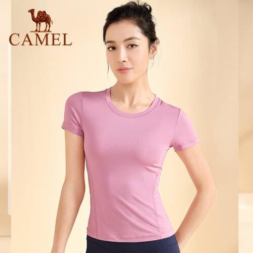 CAMEL Yoga Wear Sports Running Clothing Womens Tops Female T-shirts Fitness Clothes Training Tights женщина Футболки женщины