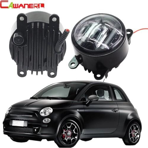 Cawanerl 1 Pair Car Accessories Right + Left Fog Light LED Daytime Running Lamp DRL For Fiat 500