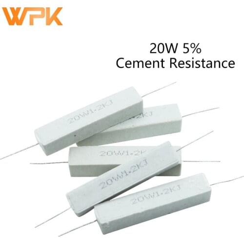 Cement Resistor 20W 1R/2/2.2/2.5/3/4/5/10/30/33/200 1~100K 1/1.5/2/3/4.7K Ceramic Resistor 5% Accuracy 2 pcs