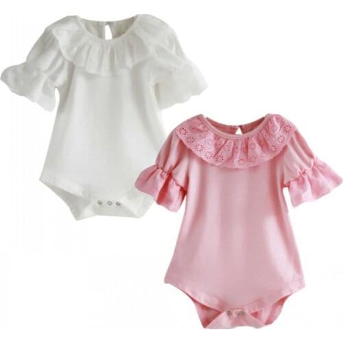 Infant Toddler Baby Girls Short Sleeve Solid Bodysuit Jumpsuit Playsuit Baby Kids Summer Outfits