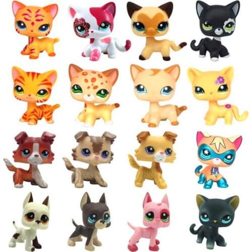 Pet Shop Lps Toys Standing Littlest Short Hair Cat #2291 White Pink Glitter kitty Anime Figure Dolls Dragon Ball