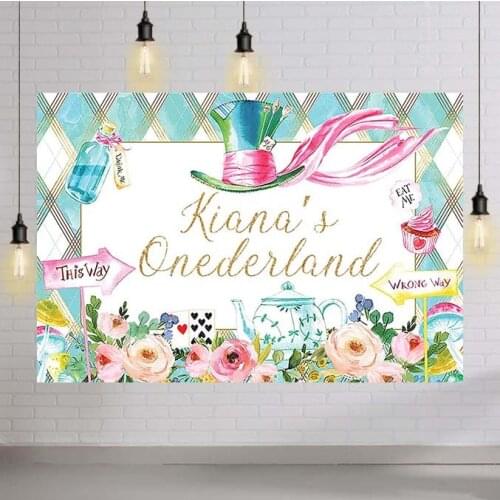 Photography Backdrop Alice Rabbit Wonderland Princess Birthday Backdrop Photocall Photobooth Studio Shoot Fabric