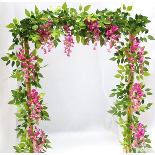 2 Meters Hydrangea Leaf Vine Wedding Decorative Plants Wall Arrangement Home Bathroom Decoration Accessories Artificial Flowers