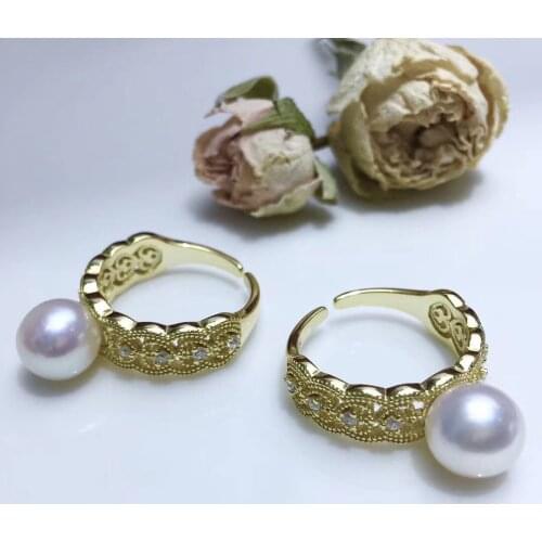 NO PEARLS Gold Plated Ring Base Mountings Findings Settings Adjustable Ring Jewelry Parts Fittings Accessories for Pearl Beads