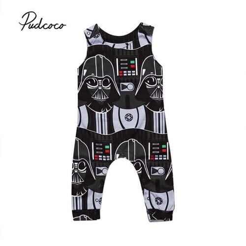 Pudcoco 2018 Newborn Kids Baby Boy Romper Star Wars Cartoon Sleeveless Jumpsuit Harem Pants Clothes Summer Outfit Clothes 0-3Y