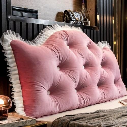 Princess Queen King Pink Bed Back Crown Cushion Home Decor No Filler Soft Velvet Headboard Floor Seat Throw Pillow Decorativos