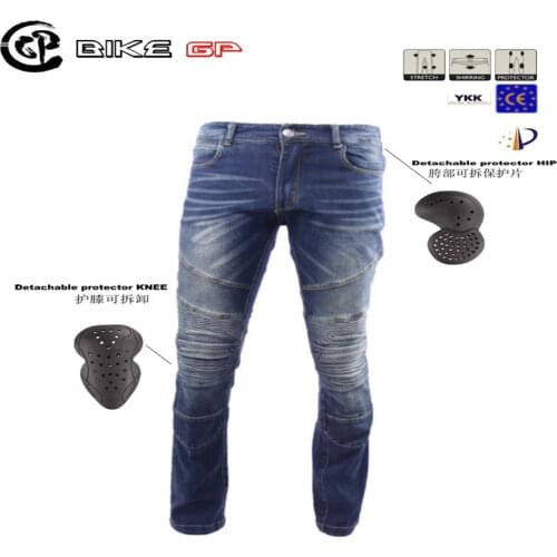 Original BIKE GP gpp01 motorcycle jeans pants popular brands riding pants casual pants send 4 protectors blue