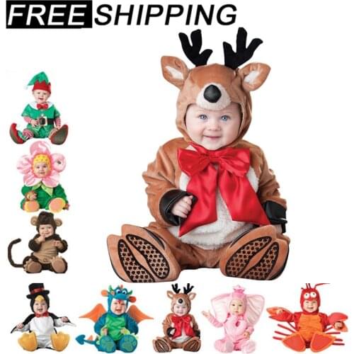 New Design Christmas Xmas Baby Boys Girls Triceratops Costume Infant Baby Dinosaur Animal Cosplay Newborn Toddlers Clothes