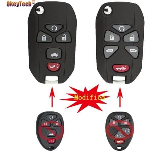 Okeytech 5/6 Buttons Modified Flip Folding Remote Car Key Case Cover Shell For Buick G-C For Chevrolet Cadillac Pontiac Saturn