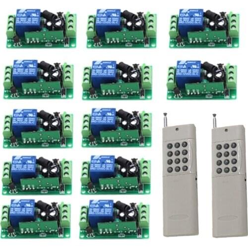 RF DC 12V 1000M 2X Transmitter 12X 1 Channel 10A Relays Smart Wireless Remote Control Switch Whit Transmitter SKU: 5438