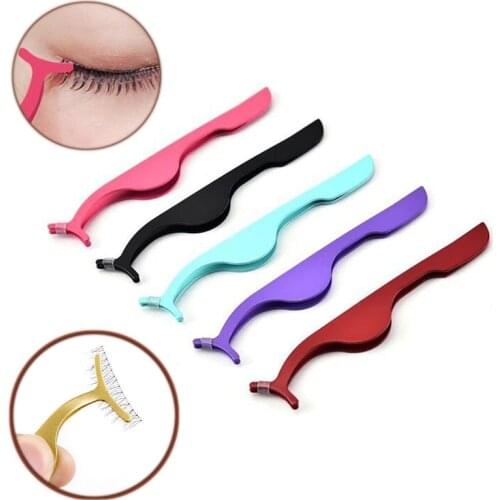 False Eyelash Tweezers Fake Eye Lash Applicator Eyelash Extension Curler Nipper Auxiliary Clip Clamp Makeup Forceps Tools