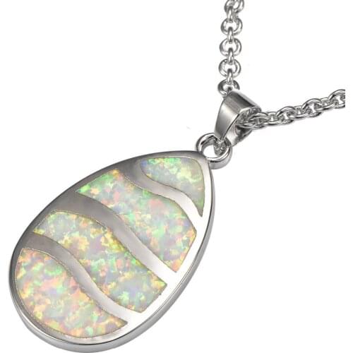 White Fire Opal 925 Sterling Silver Pendant P206