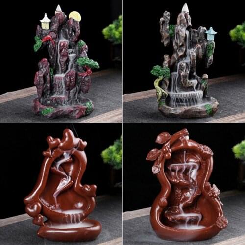 Resin Backflow Incense Burner High Mountains and Flowing Water Sandalwood Zen Backflow Sandalwood Incense Burner Wax Melt Holder