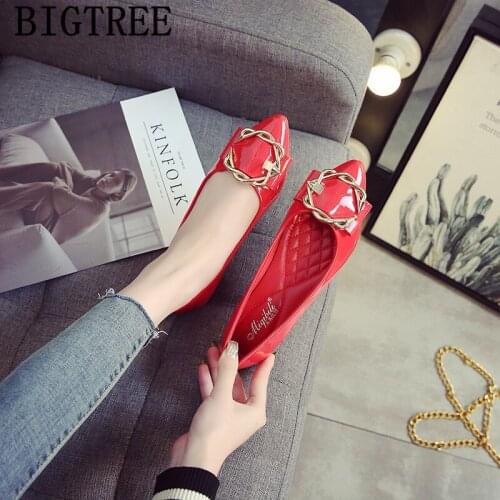 Korean Shoes Flat Shoes Women Big Size Shoes Woman Pointed Toe Flats Zapatos Charol Mujer Slip On Feminino