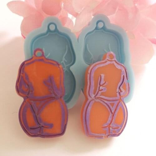 U90E Fat Girl Earrings Epoxy Resin Mold Ear Pendant Silicone Mould DIY Crafts Jewelry Necklace Casting Tools
