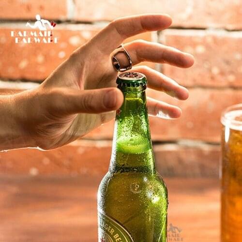Wine Beer Bottle Opener Corkscrew Versatile Stainless Steel Finger Ring Ring-Shape Beer Bottle Opener