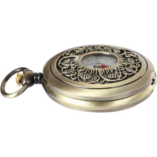 Vintage Bronze Compass Pocket Watch Design Outdoor Hiking Navigation Kid Gift Retro Metal Portable Compass