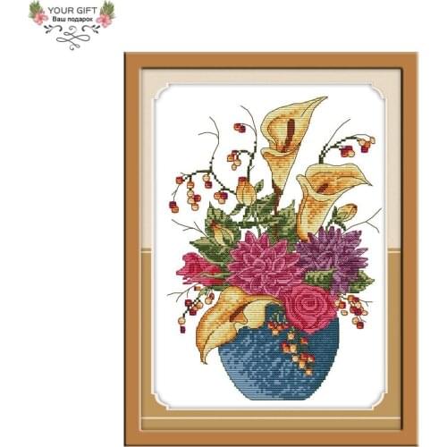 Joy Sunday H231 Free Shipping 14CT 11CT Stamped and Counted Home Decor Vase Flowers Embroidery DIY Needlepoints Cross Stitch