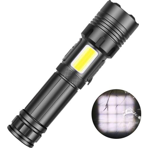 XHP160+COB short hard oxidized input/output charging flashlight