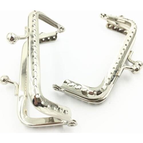 1Pc Kiss Clasps Clutch Coins Purse Handbag Bag Handles Silver Tone Smooth Metal Rectangle Frame Accessories 8.5x5.2cm