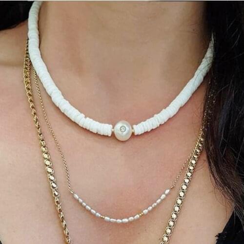 2020 Winter Fashion Sweater Necklace Classic White Stone Beaded Choker Women Banquet Charm Accessories collares de moda 2020