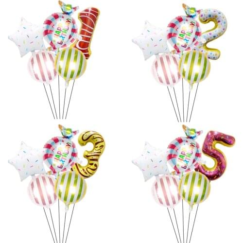 1set Navidad 32inch candy number Foil Balloons New year party 18inch candy Helium globos Birthday Party Decorations Kids balls