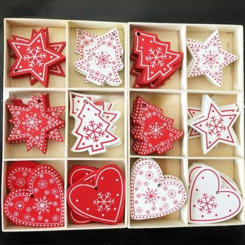 10pc Christmas New Year Natural Wood Christmas Tree Ornament DIY Wooden Hanging Pendants Snow Elk Christmas Decorations for Home