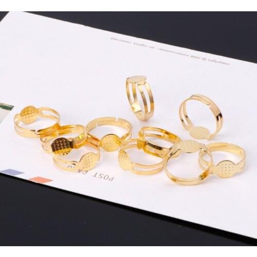 652F 10PC/Lot 8mm Metal Flat Ring Base Blank Findings Glue On Pad DIY Jewelry Making