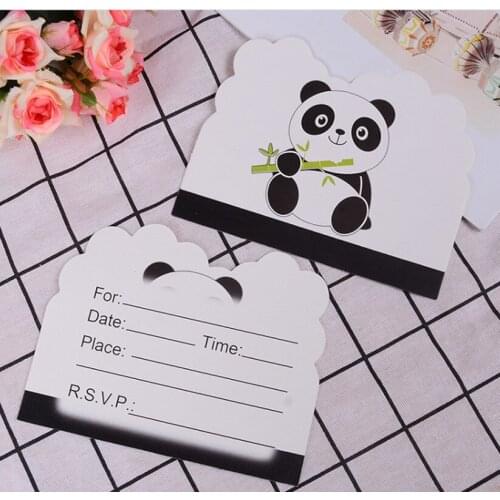 10pcs/lot Disposable Invitations Cartoon Panda Theme Birthday Party Invitation Cards Decorations Kids Party Supplies