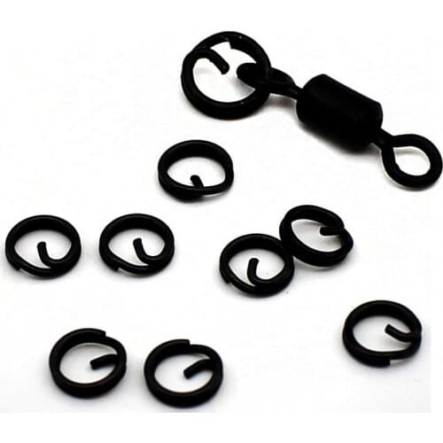 20PCS Carp Fishing Rig Rings Q Shaped Round Hair Rig Blow Back Rig Ring Quick Change Swivel Clips Micro Carp Fishing Accessories